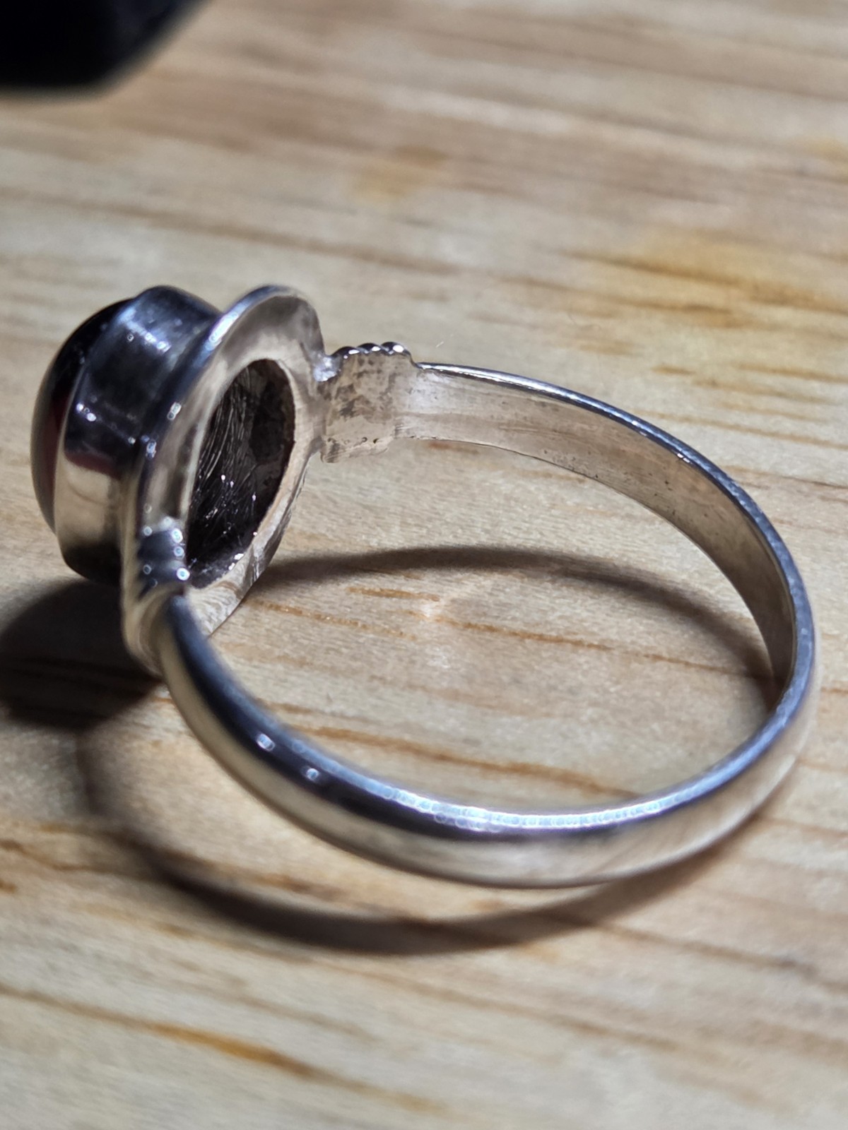 925 Sterling Silver Garnet Cabochon Ring Size 7 Artisan 2.91g