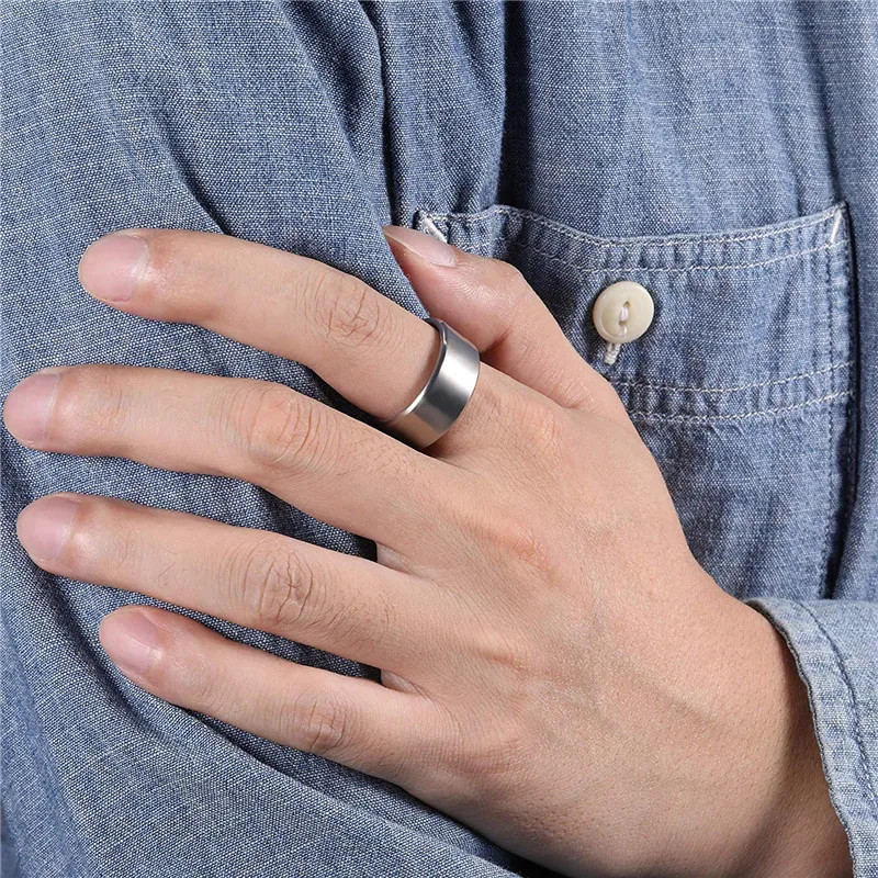 Wedding Band Ring Titanium Brushed Round Silver Color Engagement Jewelry