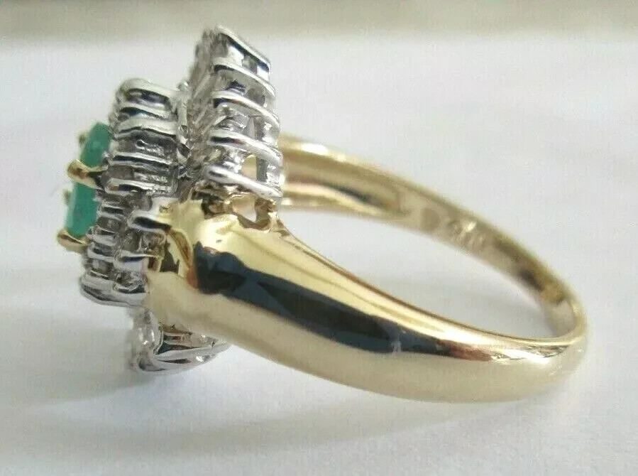 14K Gold Diamond & Emerald Ring Dia=1.00 Carat F-SI1/VS2 4.90 Grams Value=$4,500