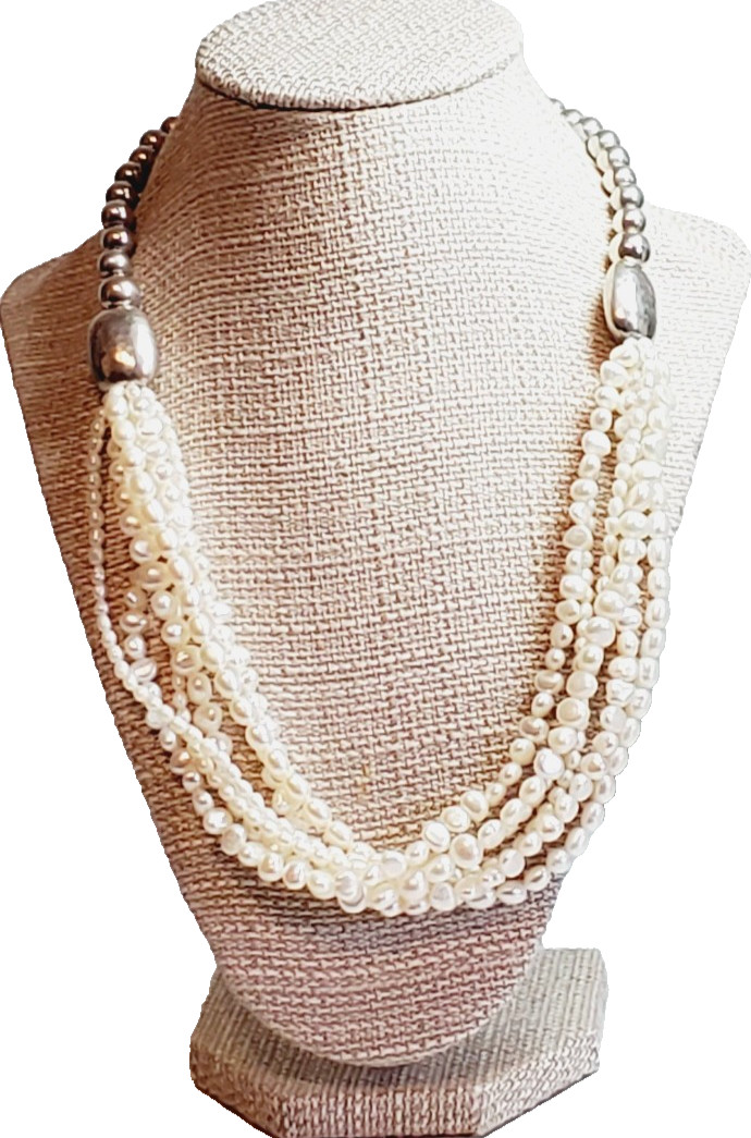 Silpada Necklace Freshwater Pearl Brushed Sterling Silver Beaded N1565 21 Inches