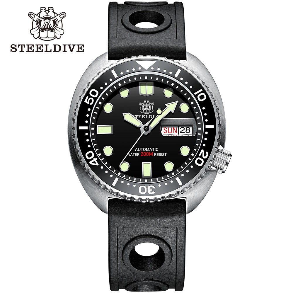 STEELDIVE SD1972 Mens 45mm 200M Automatic Dive Watch NH36 Steel Day