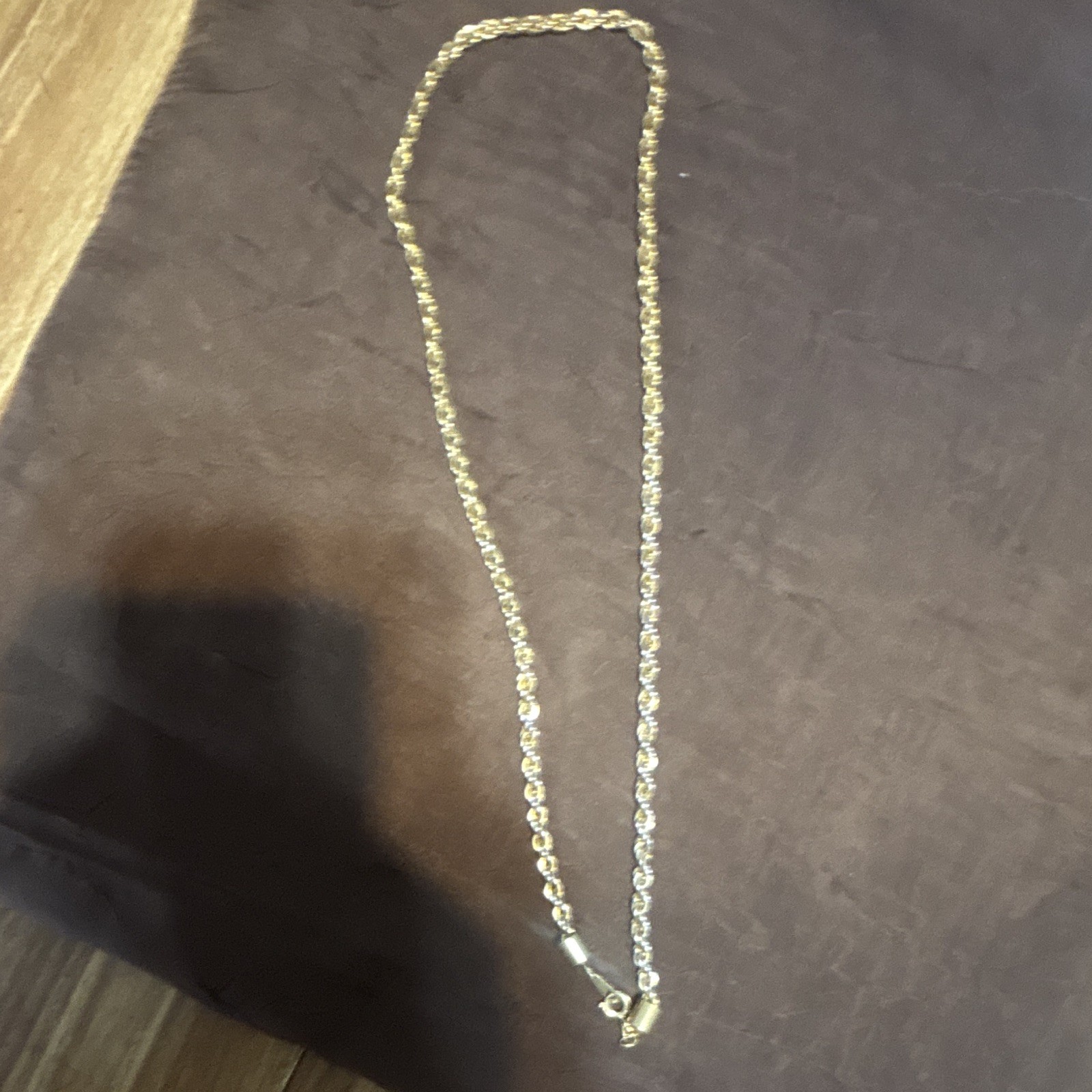 Silver Tone Rope Chain Necklace, Metal, Lobster Clasp Closure