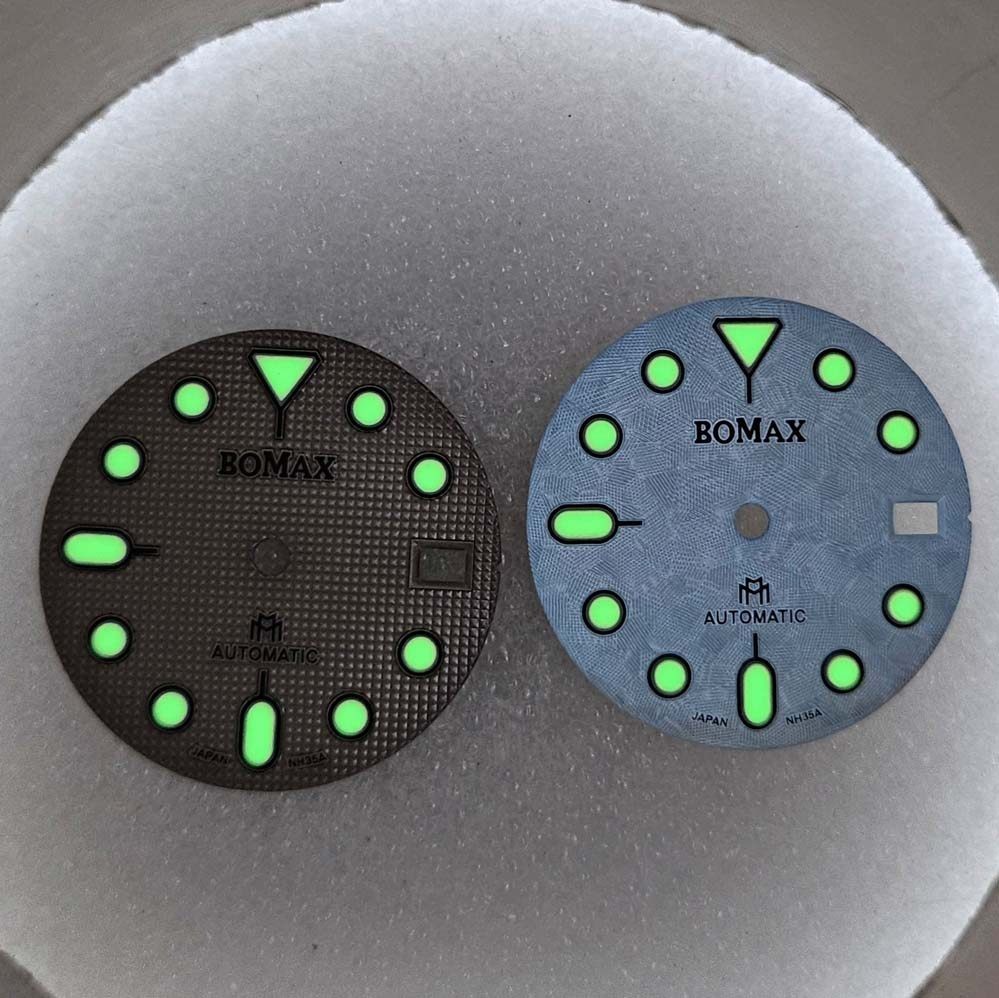 28.5mm Geometric pattern Watch Dial Green Luminous for NH35 NH36 movement