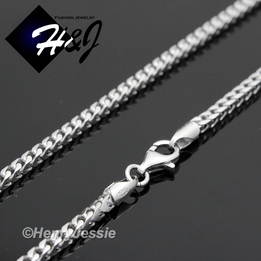 30″MEN WOMEN 925 STERLING SILVER 2.5MM FRANCO BOX CURB LINK CHAIN NECKLACE*SN5