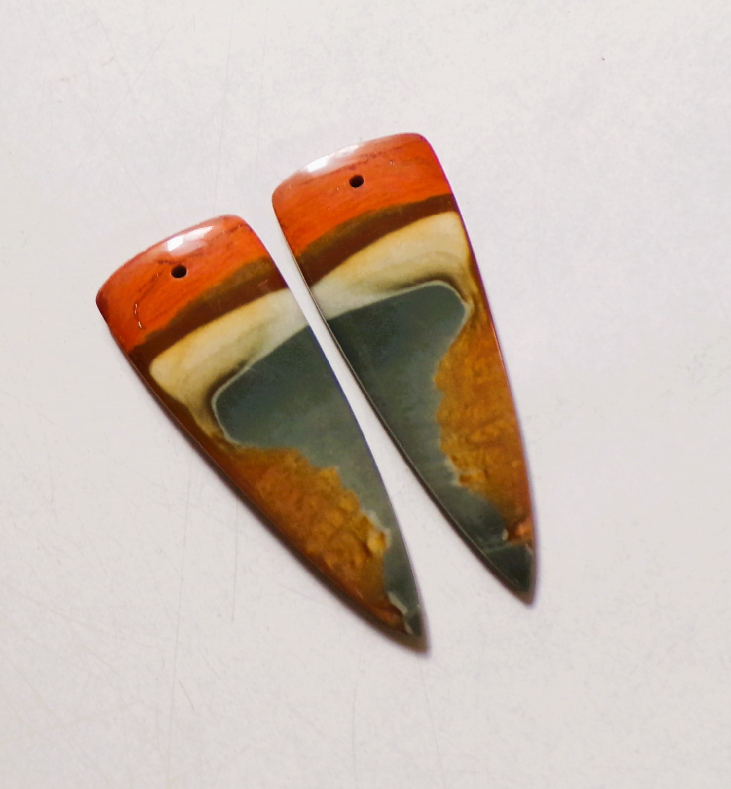 41.65 Cts Natural Polychrome Jasper Drilled Cabochon Pair Gemstone 45X16.4MM 79