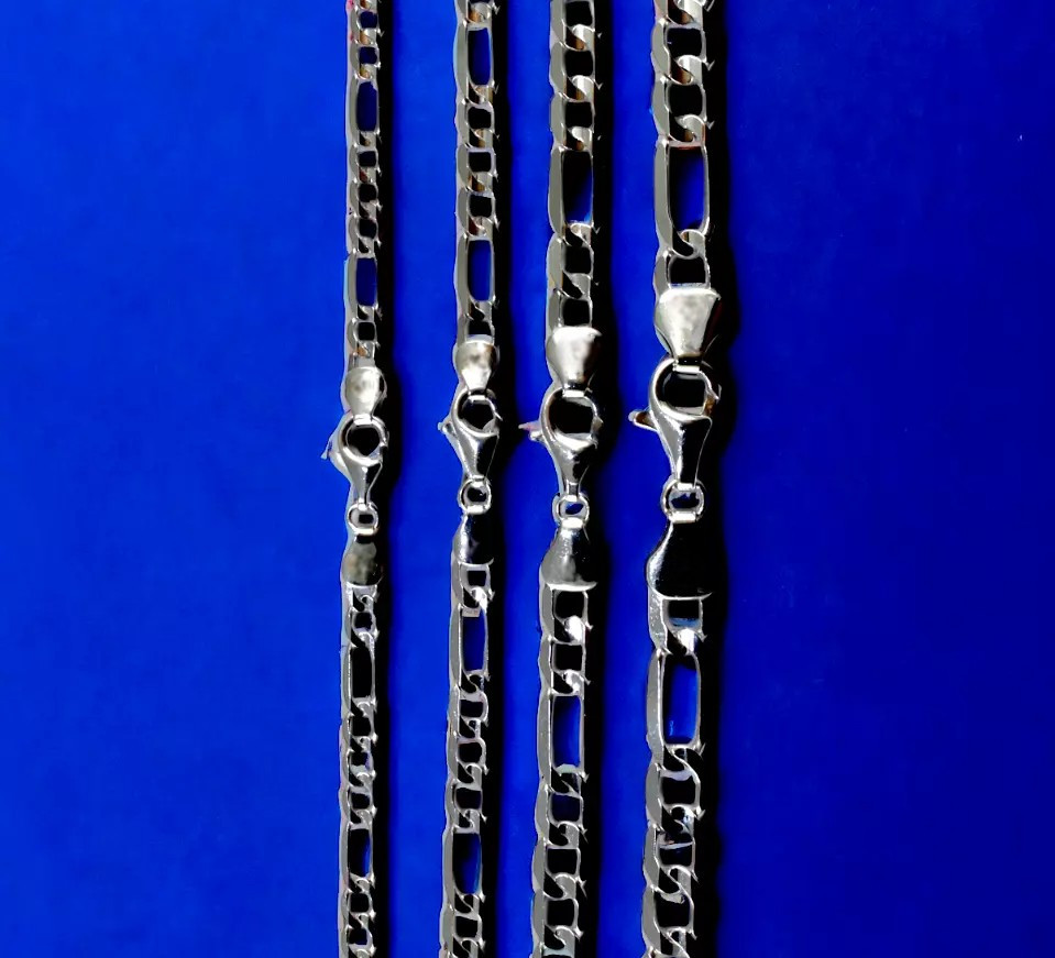 10K White Gold Figaro Necklace Bracelet Chain Italian Real Gold 2mm-6mm 7″-30″