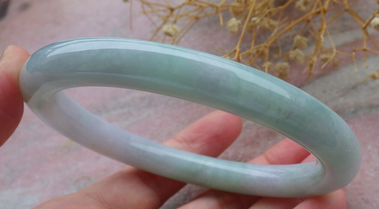 Video Certified Green 100% A JADE Jadeite Circle Bangle Bracelet 69mm 684861 AS