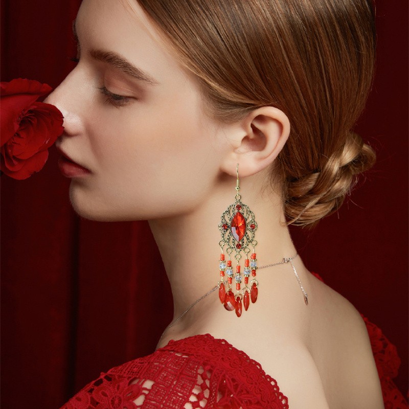 6 Pairs Bohemian Style Tassel Earrings Perfect Natural Stone Jewelry Gift