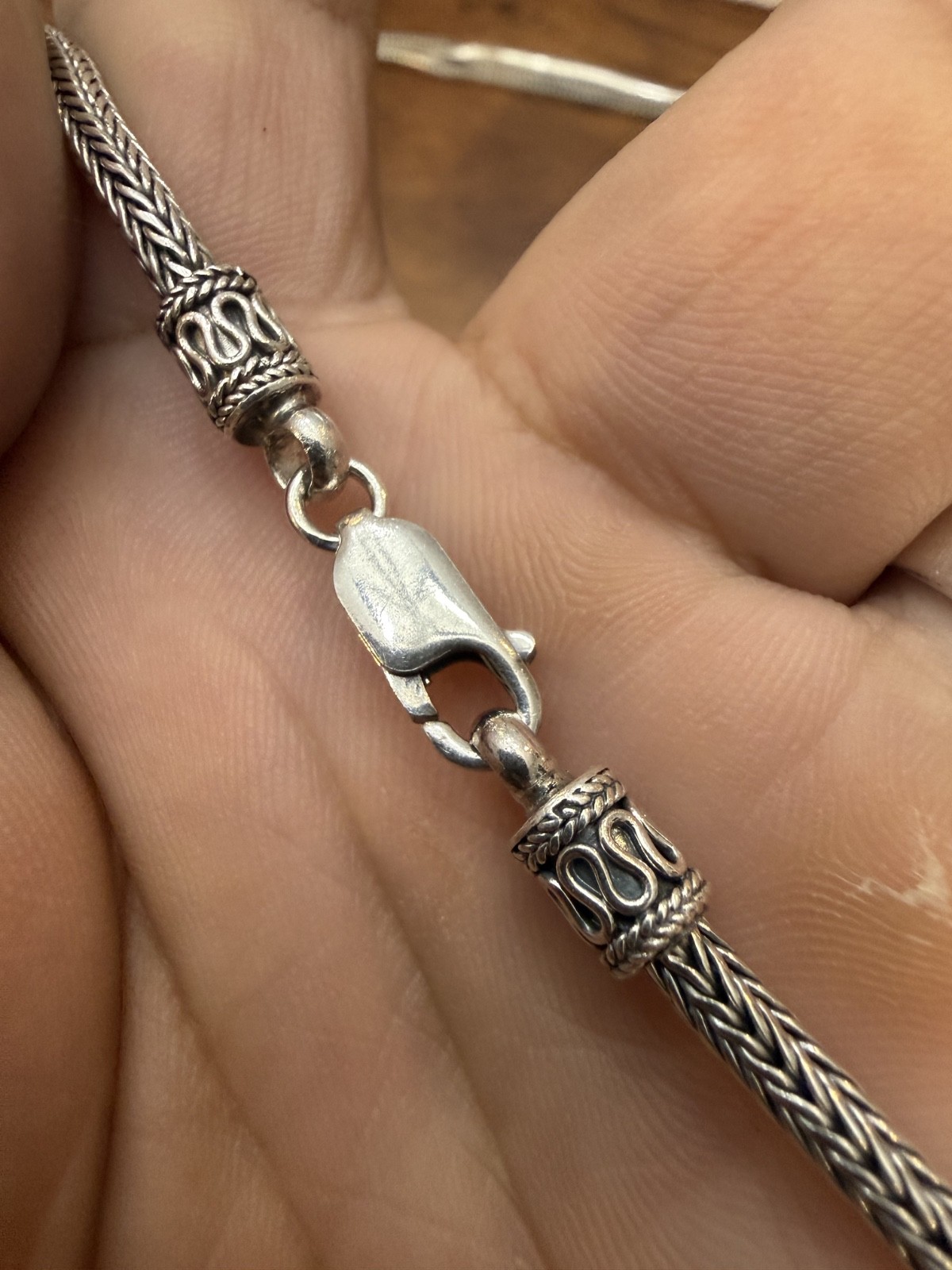 Sterling Silver 925 Tulang Naga Weave Necklace Chain Braided Design 18″ – 22g