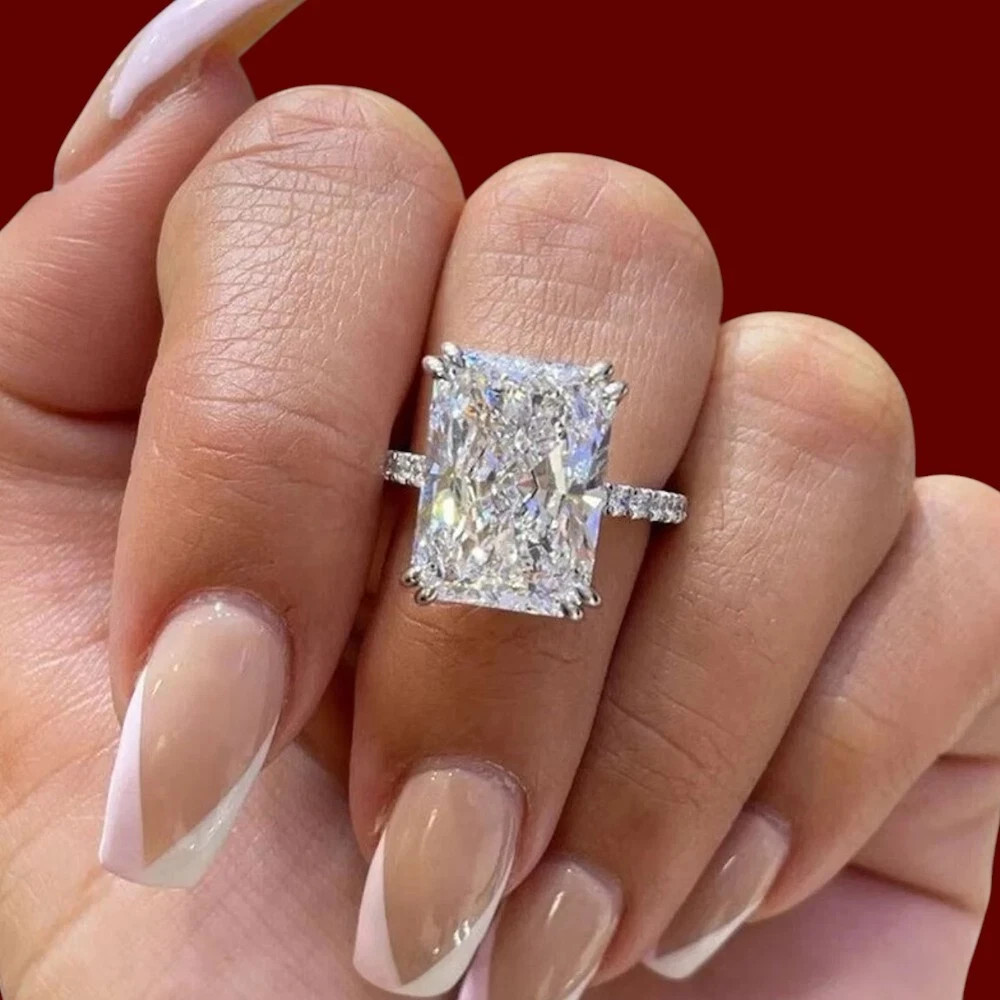 2Ct Radiant Cut Lab Created Diamond Women’s Wedding Ring 14K White Gold Plated