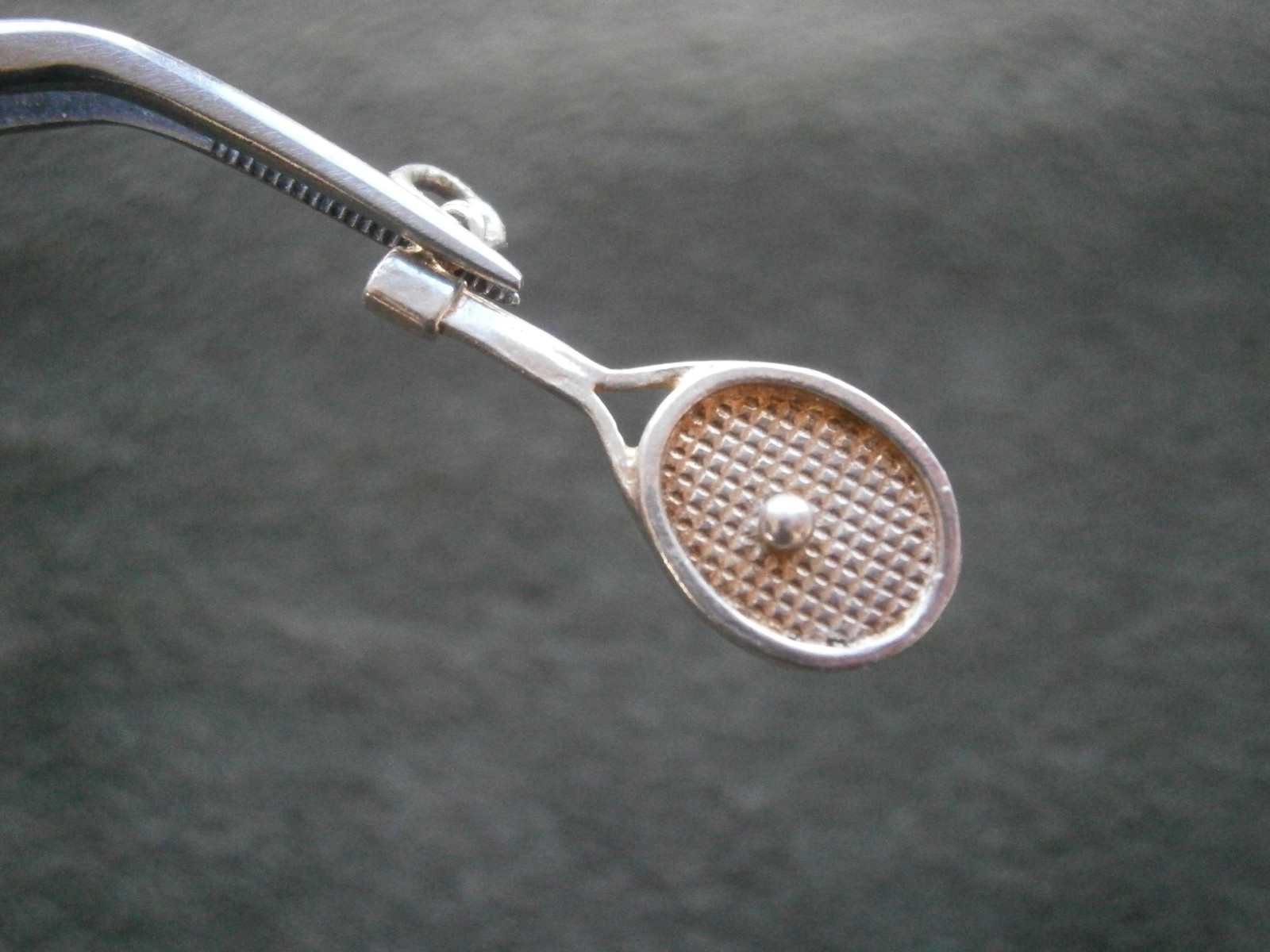 Tennis Racket Racquet & Ball Vtg Sterling Silver Bracelet Charm Pendant 1.0g b
