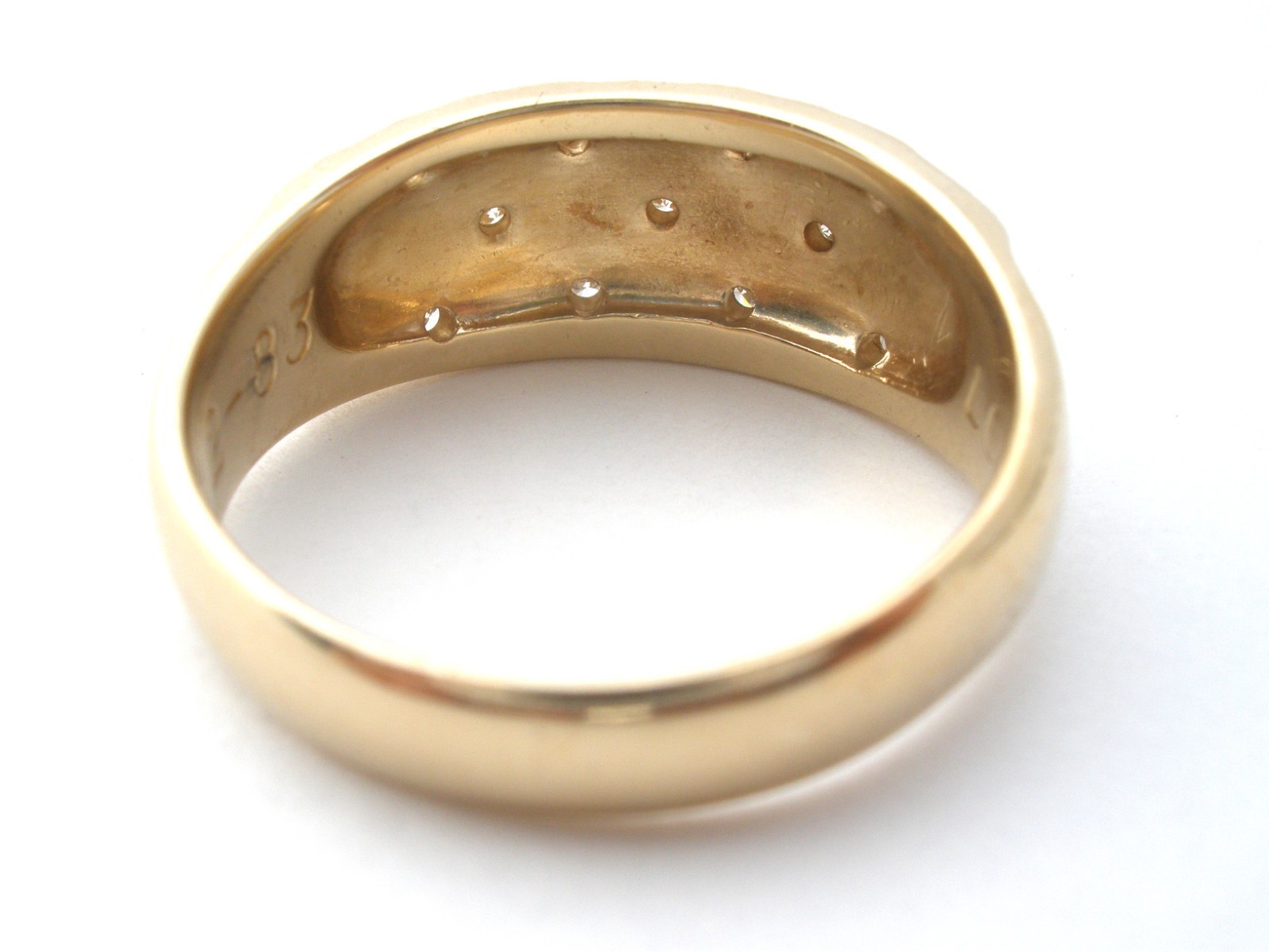 ARTCARVED 14K Gold Diamond Ring Vintage Basketweave Design Size 11 Vintage Band