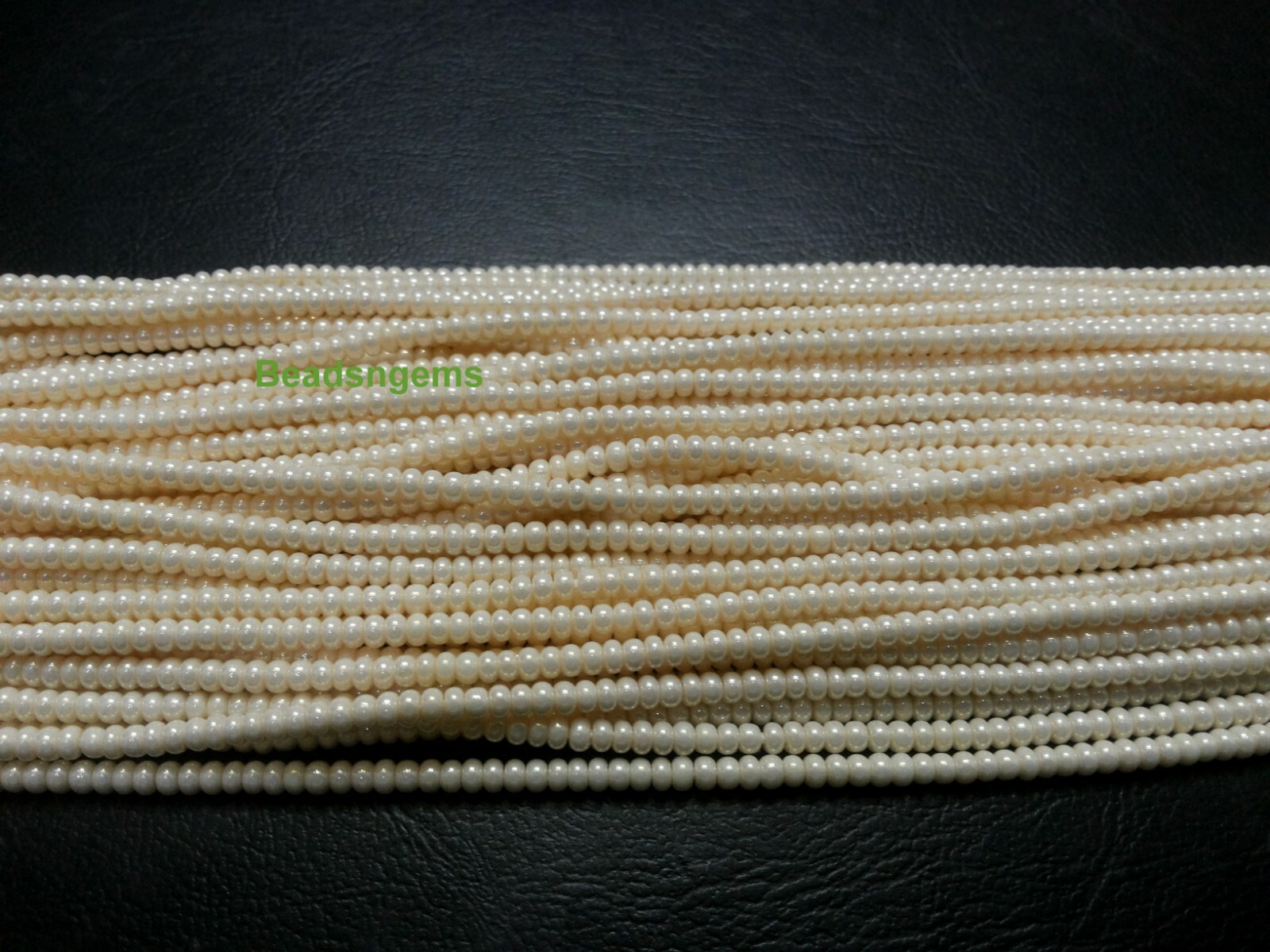10 Strand White Pearl Rondelle Smooth 4mm White Pearl Chid Beads 12″inch
