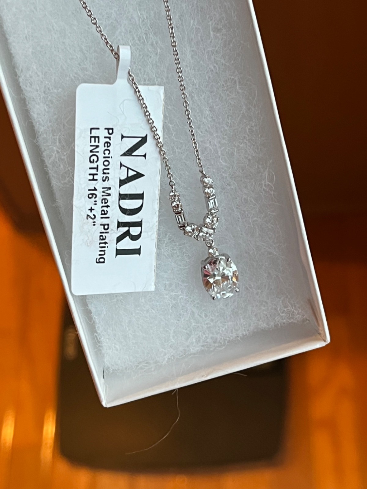 Nadri Delphine Small Frontal Short Pendant Silver Necklace