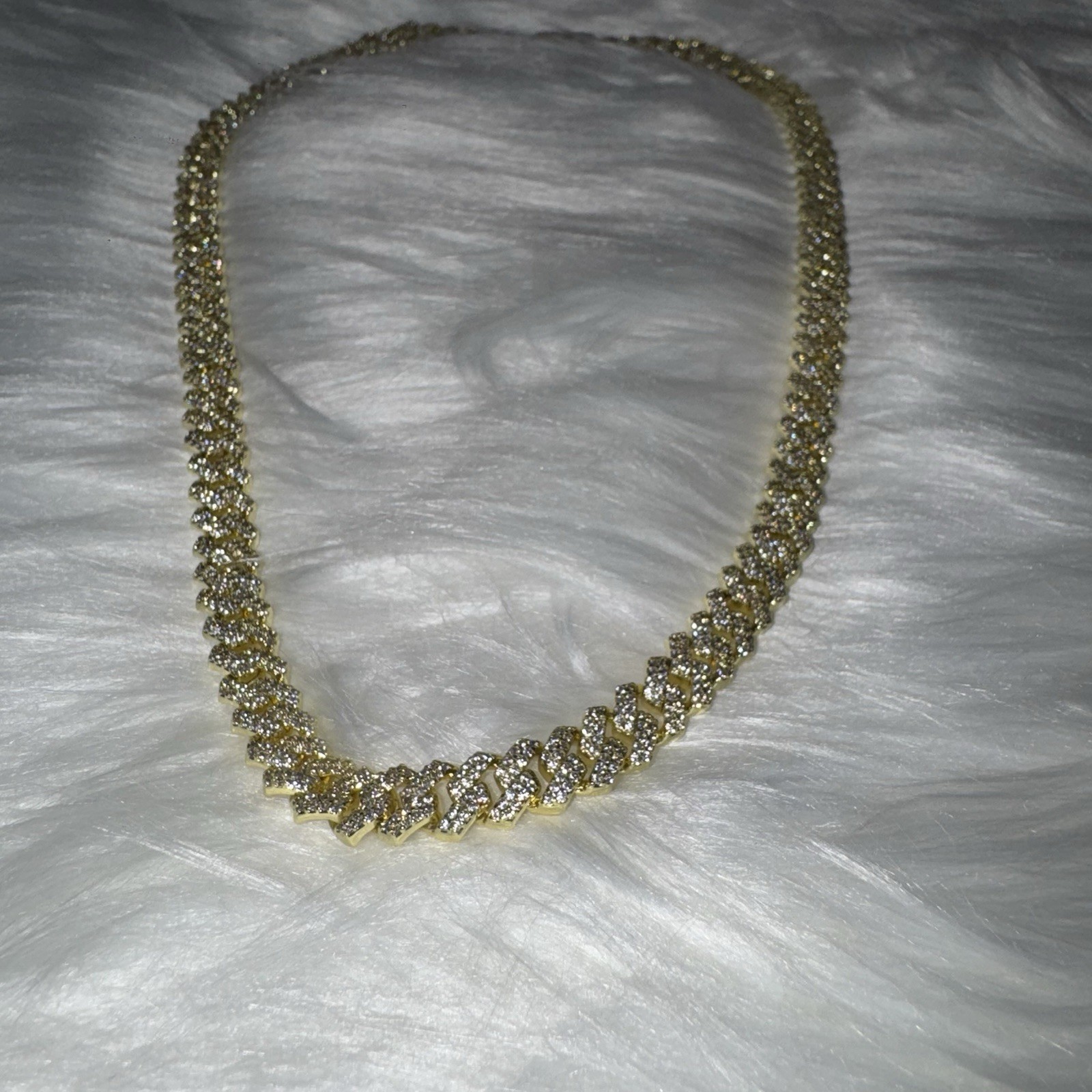 Iced out Moissanite Cuban Link Chain Necklace 20inch, 8.4mm, 14K Stamped