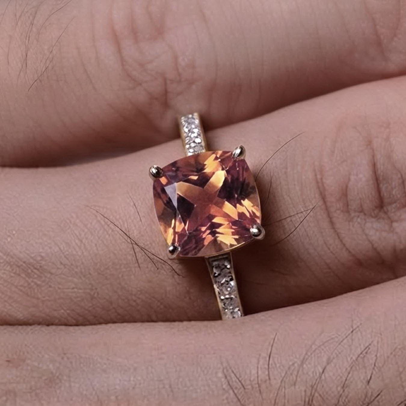 8.5 Natural imperial topaz Ring Silver Sterling Size 7 Free Resize Plated gold