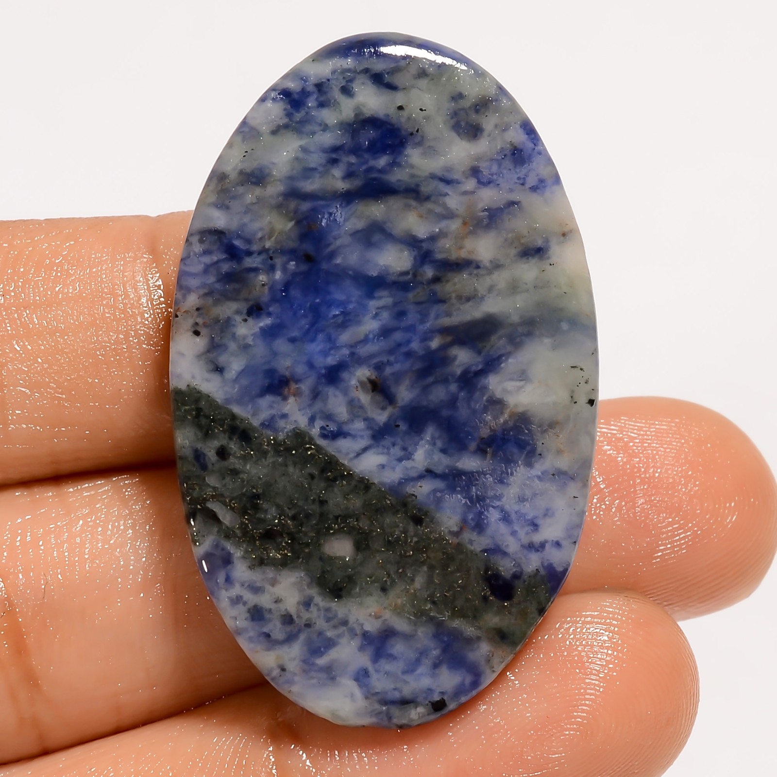 45 Ct Natural Sodalite Oval Shape Cabochon Loose Gemstone For Jewelry 40X24X5 mm