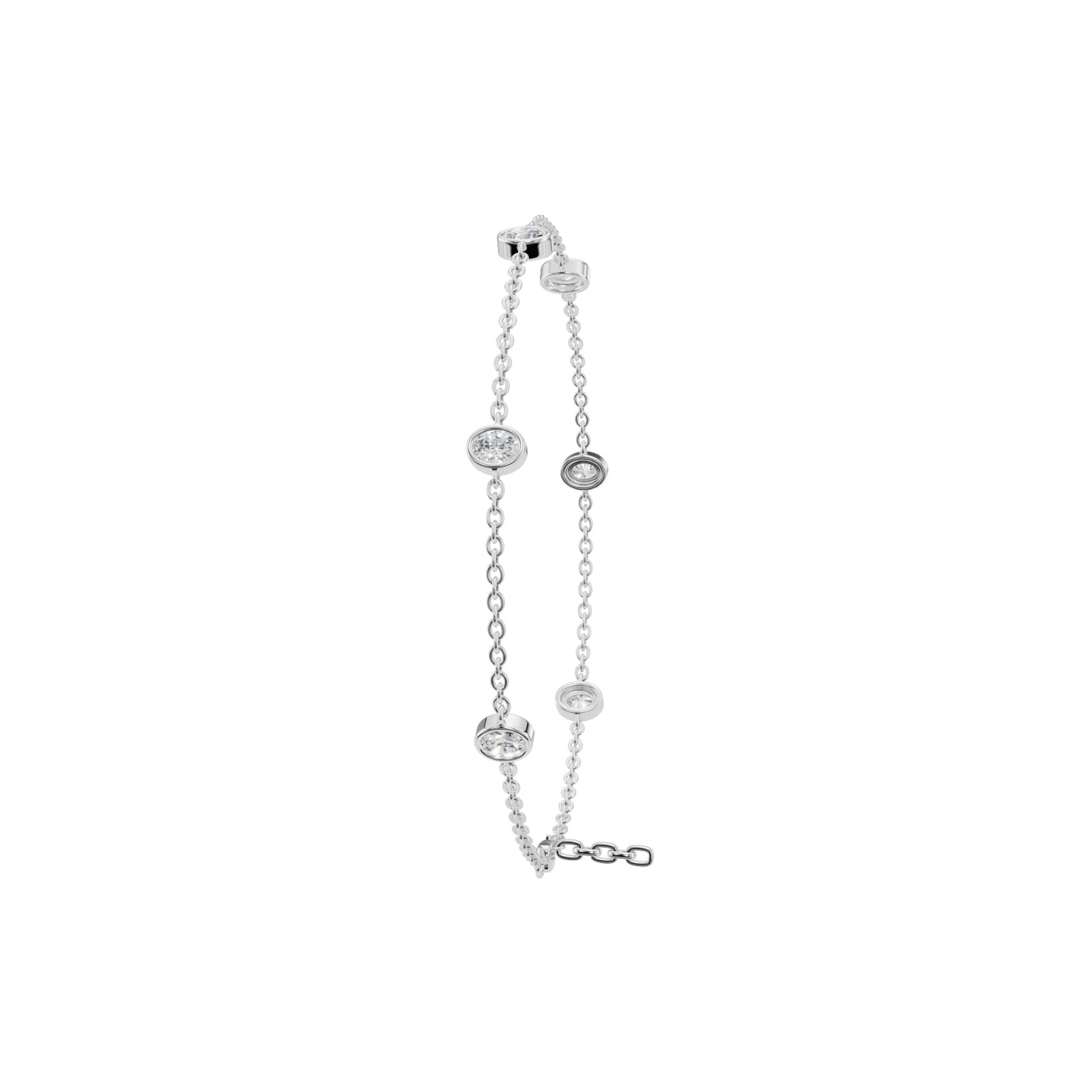 Eterna Glow Oval Lab Grown Diamond Dainty Charm Cluster Bracelet