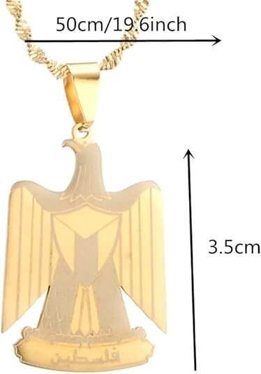 Palestine coat of arms eagle chain Unisex Gold/Silver