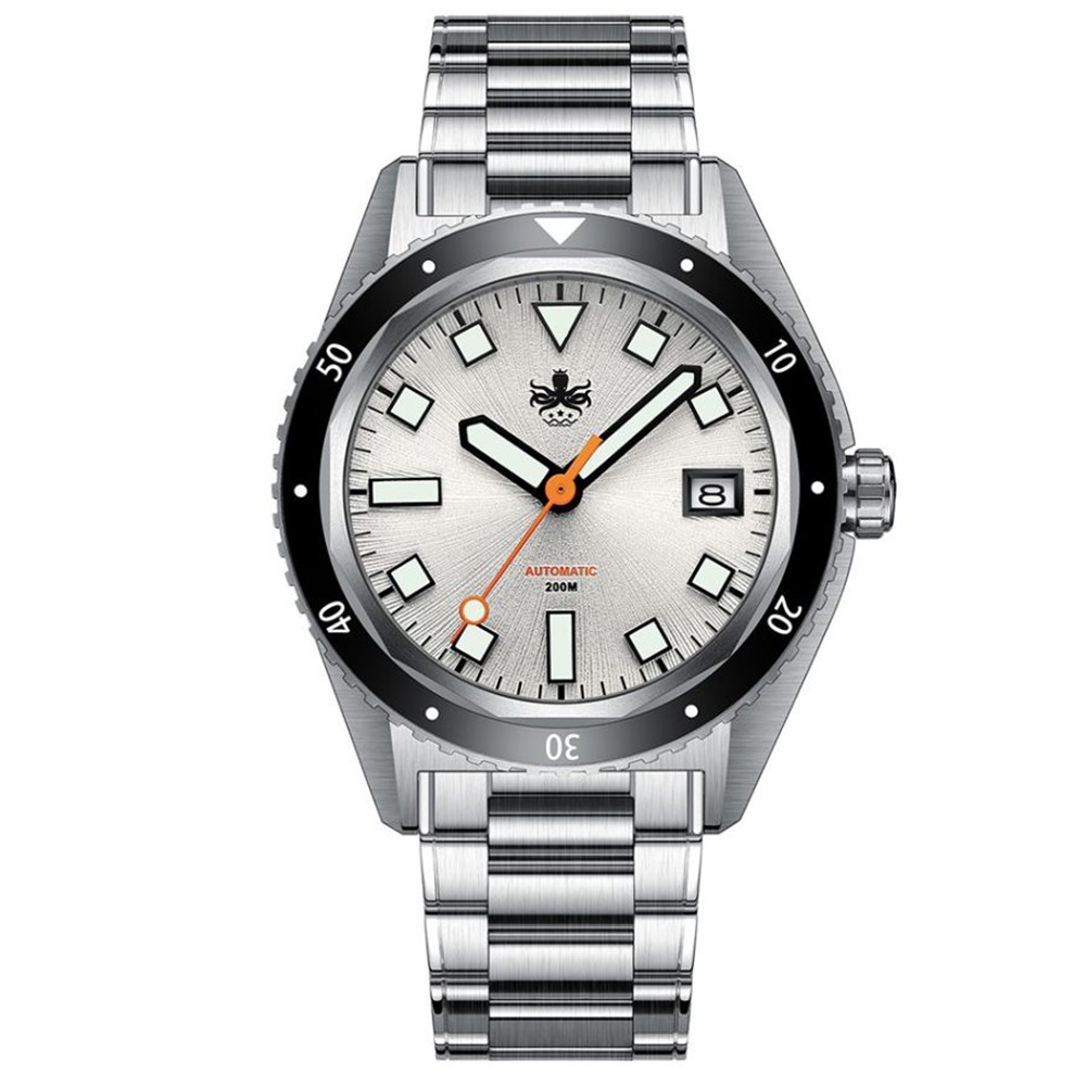 Phoibos Argo 200M Steel Automatic Sunray Date Ceramic Diver Men’s Watch