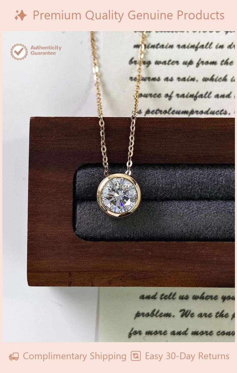 1CT Round Natural Diamond Pendant Necklace Special Gift For Her 14K Yellow Gold