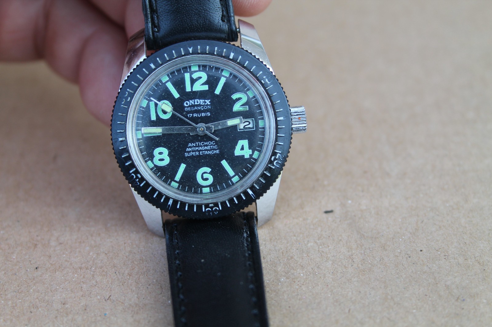 Men’s wrist wach ”Ondex Besancon” /17 jewels/ DIVER /1970’s/ (36 mm)