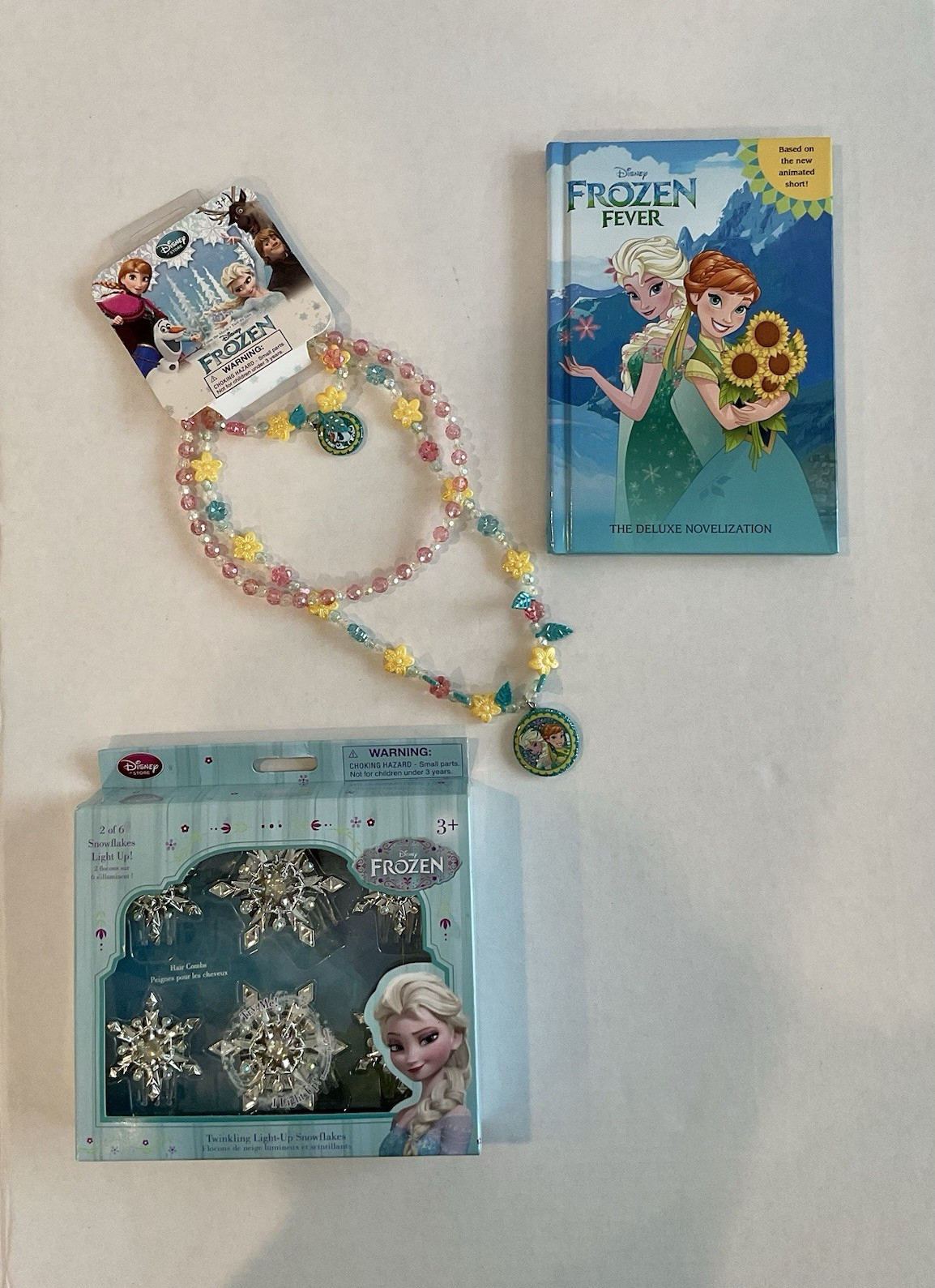 Disney Frozen Beaded Necklace & Bracelet Jewelry Set Book & Hair Pins Set ~ NEW!