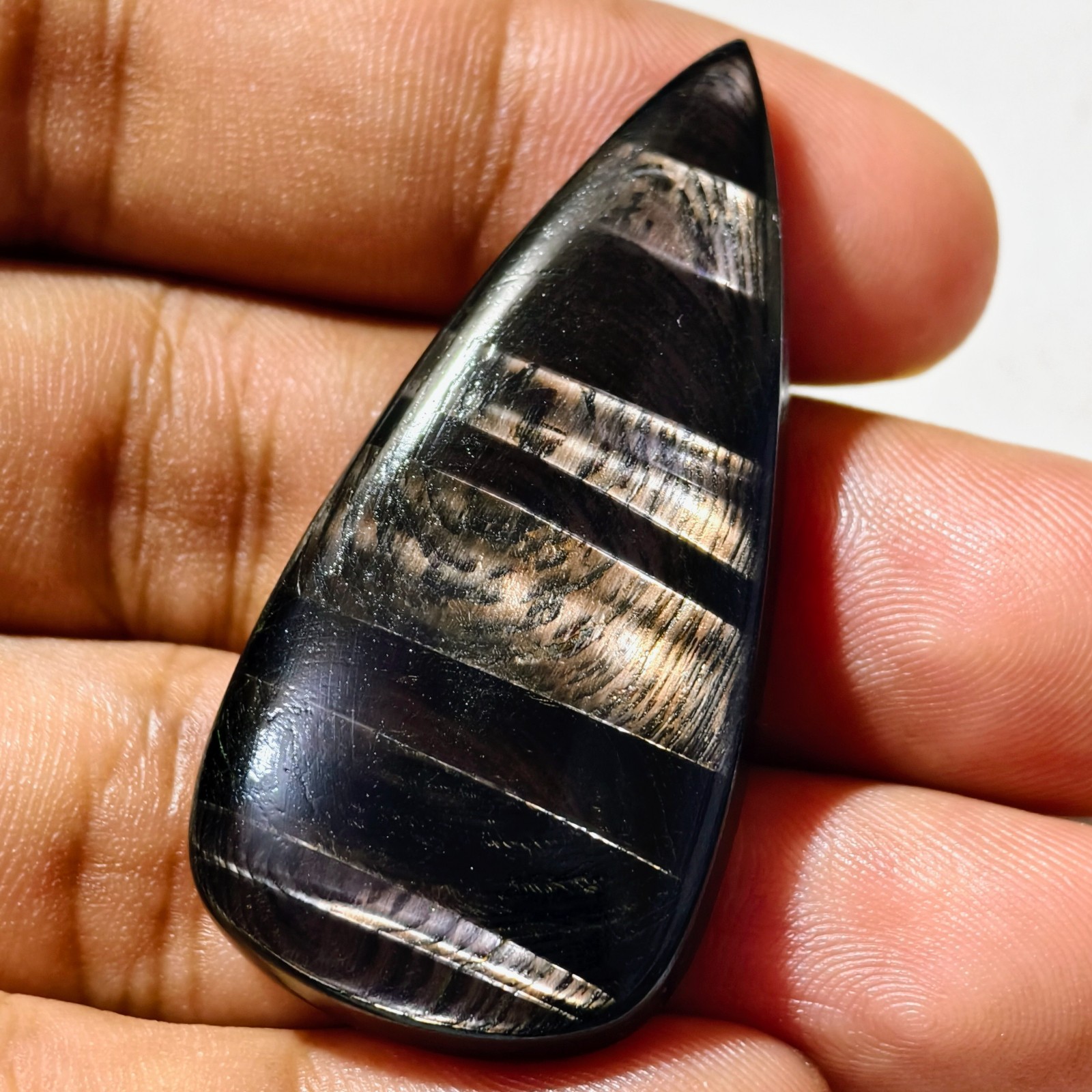 78 Cts Natural Hypersthene Cabochon Gemstone For Jewelry 48.1×23.4×6.9 MM