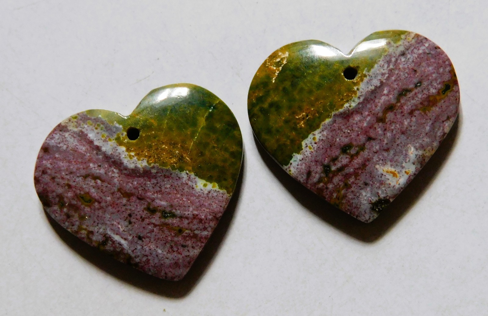 25.60 Cts Natural Ocean Jasper Heart Drilled Cabochon Pair Gemstone 20X22MM 24