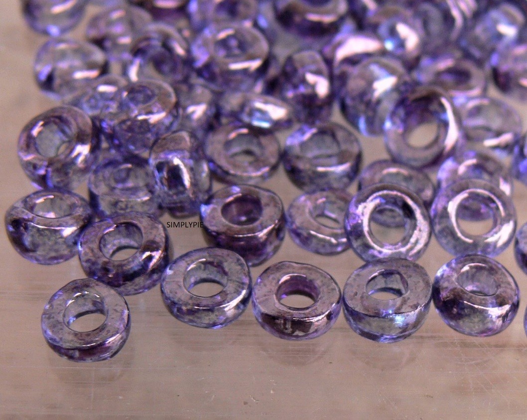 Purple Lumi Large Hole Flat Spacers 50 Pcs Czech Glass Beads