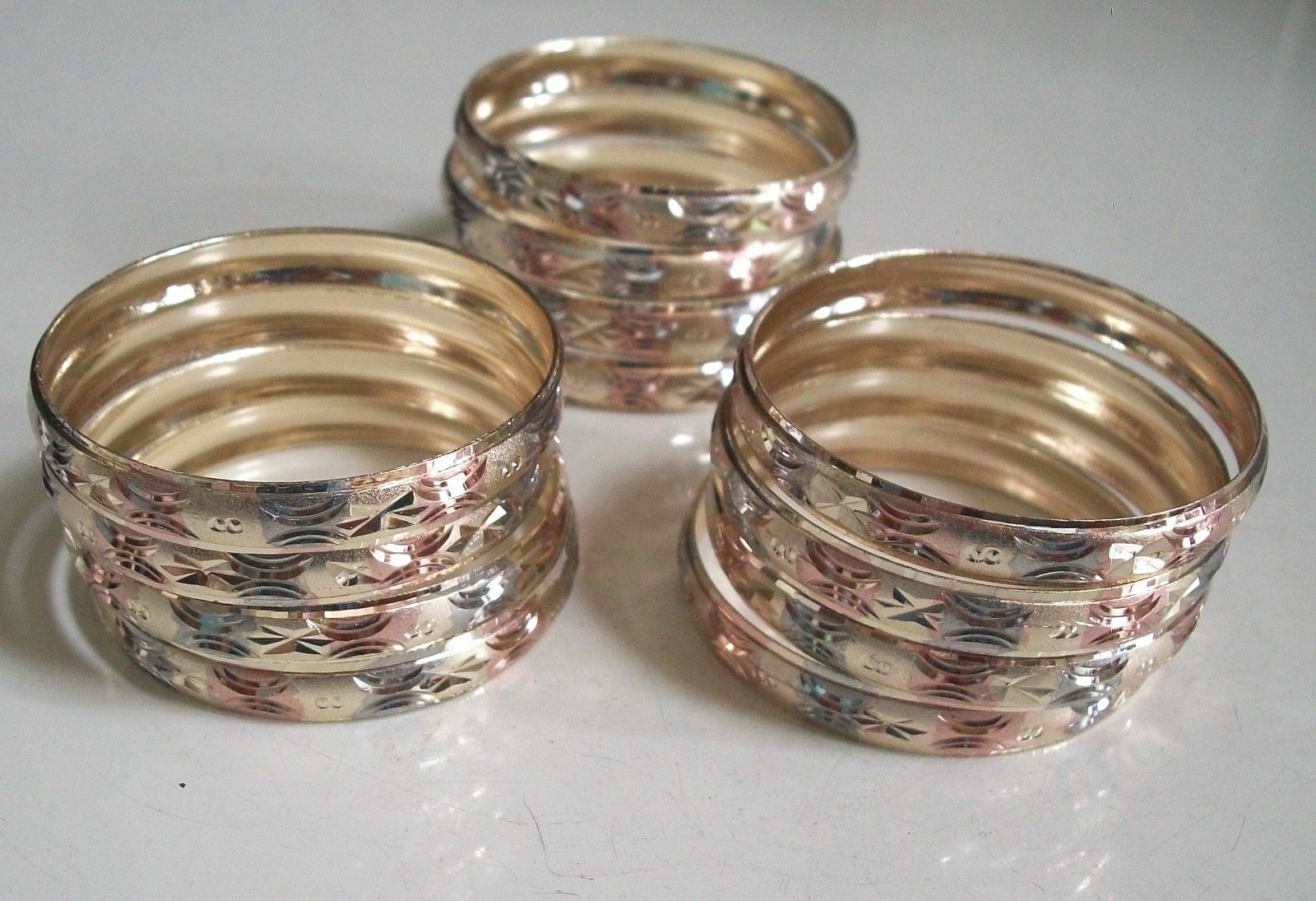WOMEN 12PC SLIP ON SILVER/GOLD/ROSE GOLD BANGLE BRACELET BEAUTIFUL SET SIZE # 4