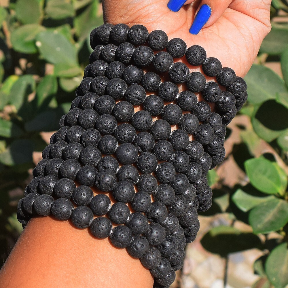Most Outstanding 81.00 Cts Bracelet 1 Pcs Lava Beaded Stretchable VK 27 E566