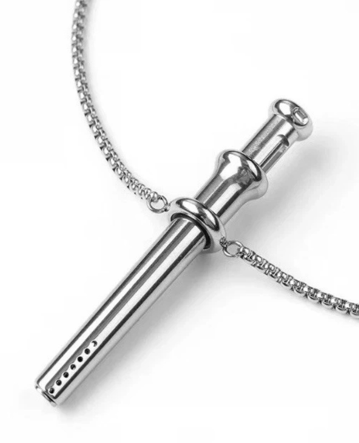 Silver Incognito Compact Mini Bump Straw Pendant Necklace Snuff Tool SNOGO Clone