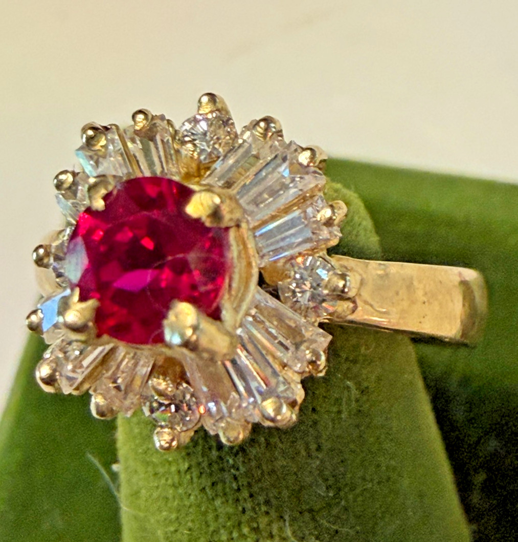 Vintage SOLID 10KT BJM Gold Stamped Red Size 8 Ring 4.71g NOS NOI!