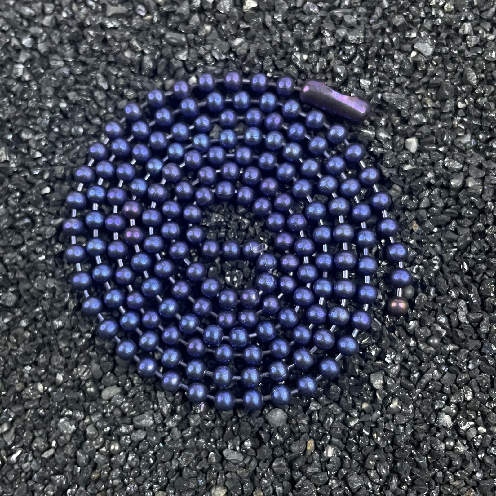 New Pure Titanium Burnt Blue Bead Chain Necklace 3mm Unisex Allergy Free 25.59″