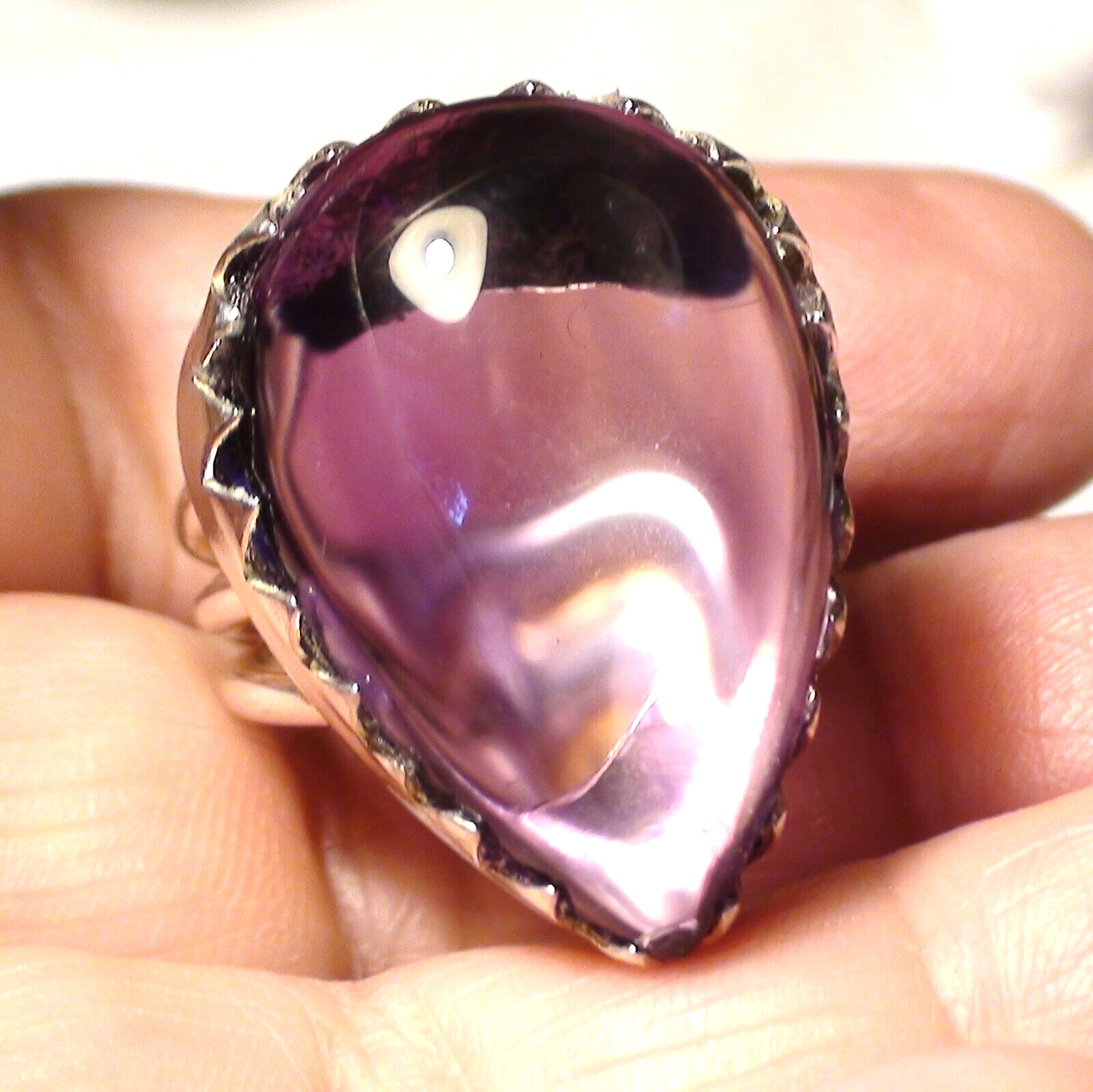 BIG! 46.35 ct NATURAL HIGH QUALITY COLOR CHANGE AMETHYST RING 925 SILVER.9.0