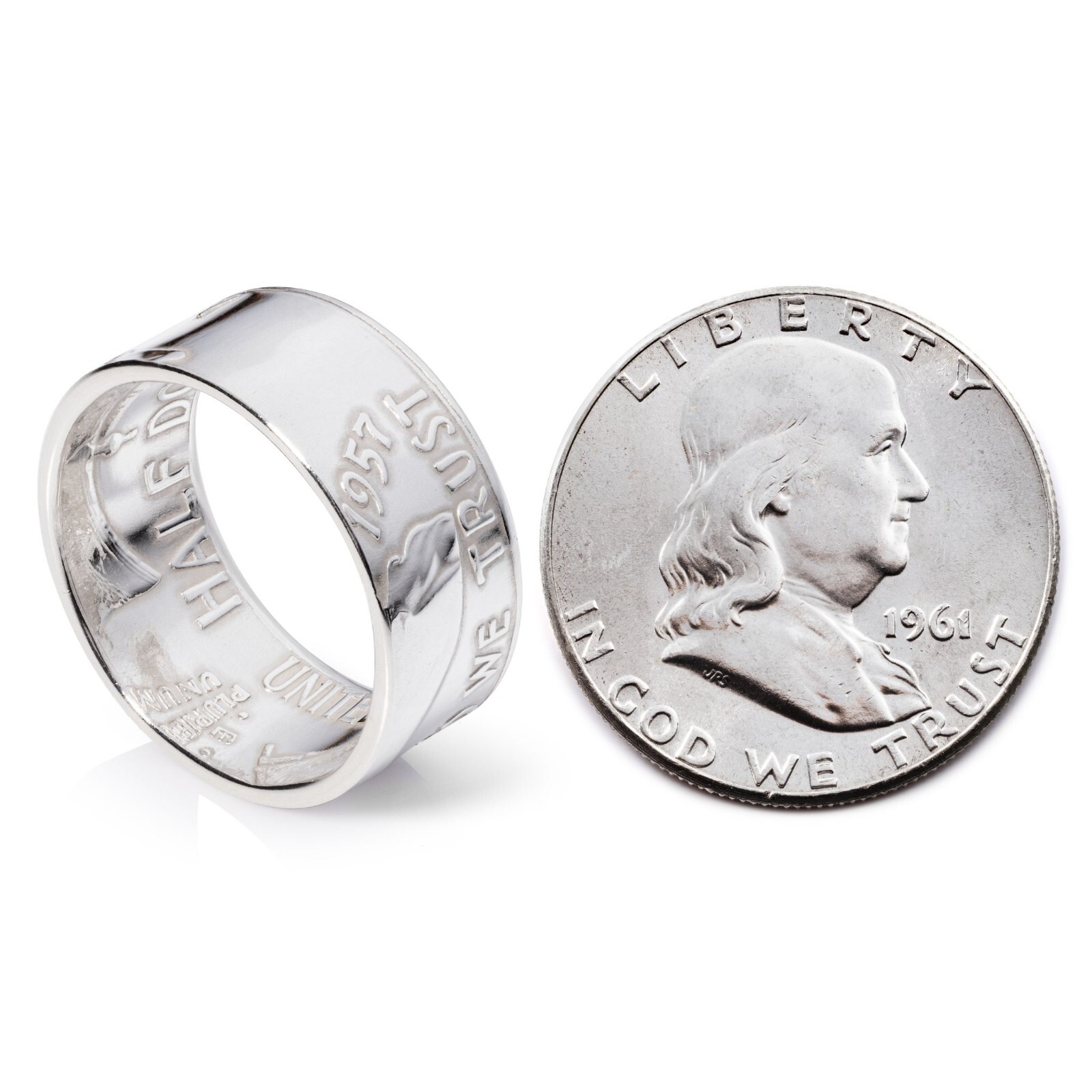 1950-1963 Silver Franklin Half Dollar – Coin Ring – Polished Finish