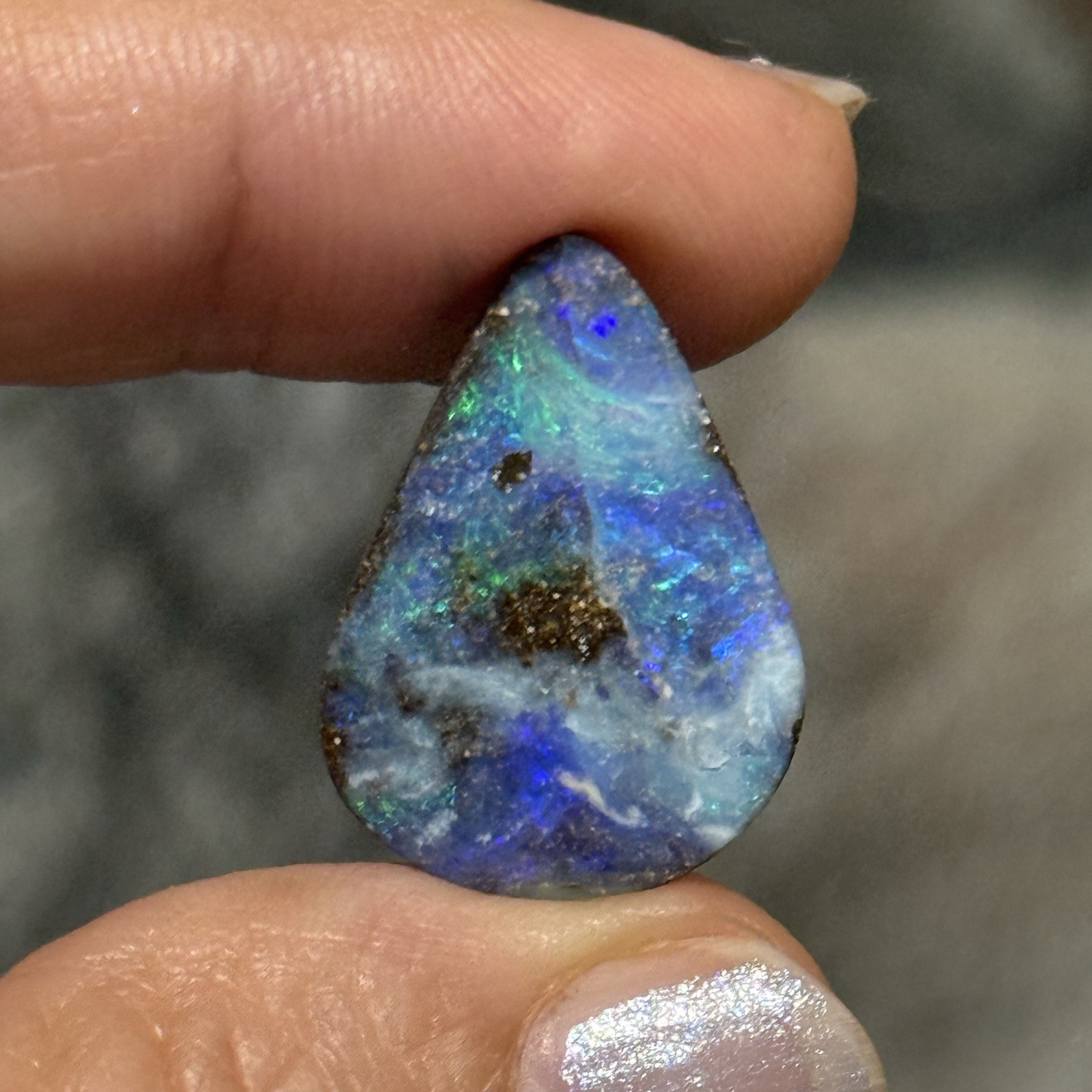 13.45ct 23.9x17x4.5mm Caribbean Blue Australian Boulder Opal Teardrop Cabochon