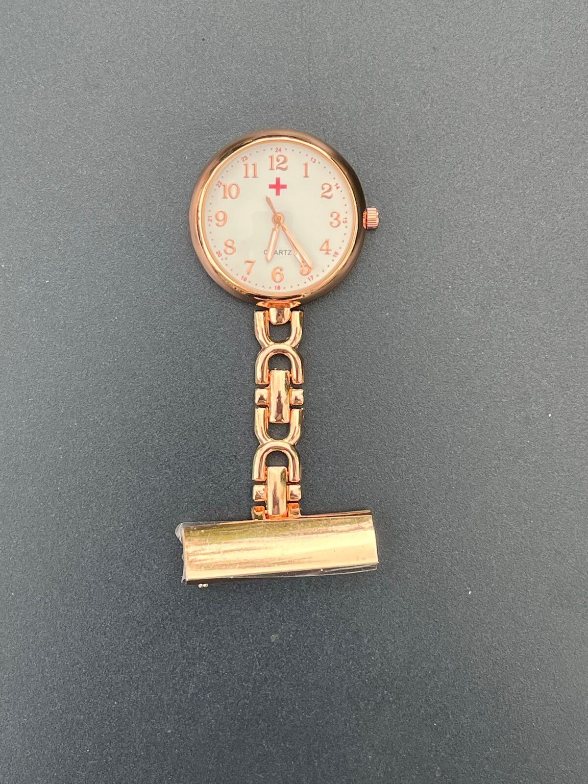 Nurses Fob Watch Rose Gold Finish -Nice Quality -New Silver Oxide Battery Fitted