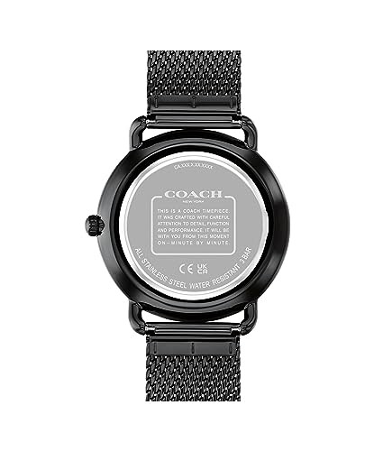 Coach Elliot 14602651 Men’s Black Sunray Dial Stainless Steel Mesh Watch New