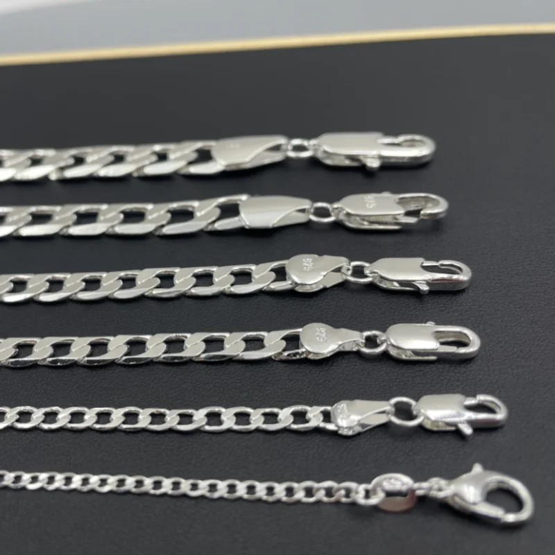 16-30″ Sterling Silver Chain Cuban Curb Women’s Men’s Necklace 2/4/6/8/10/12mm