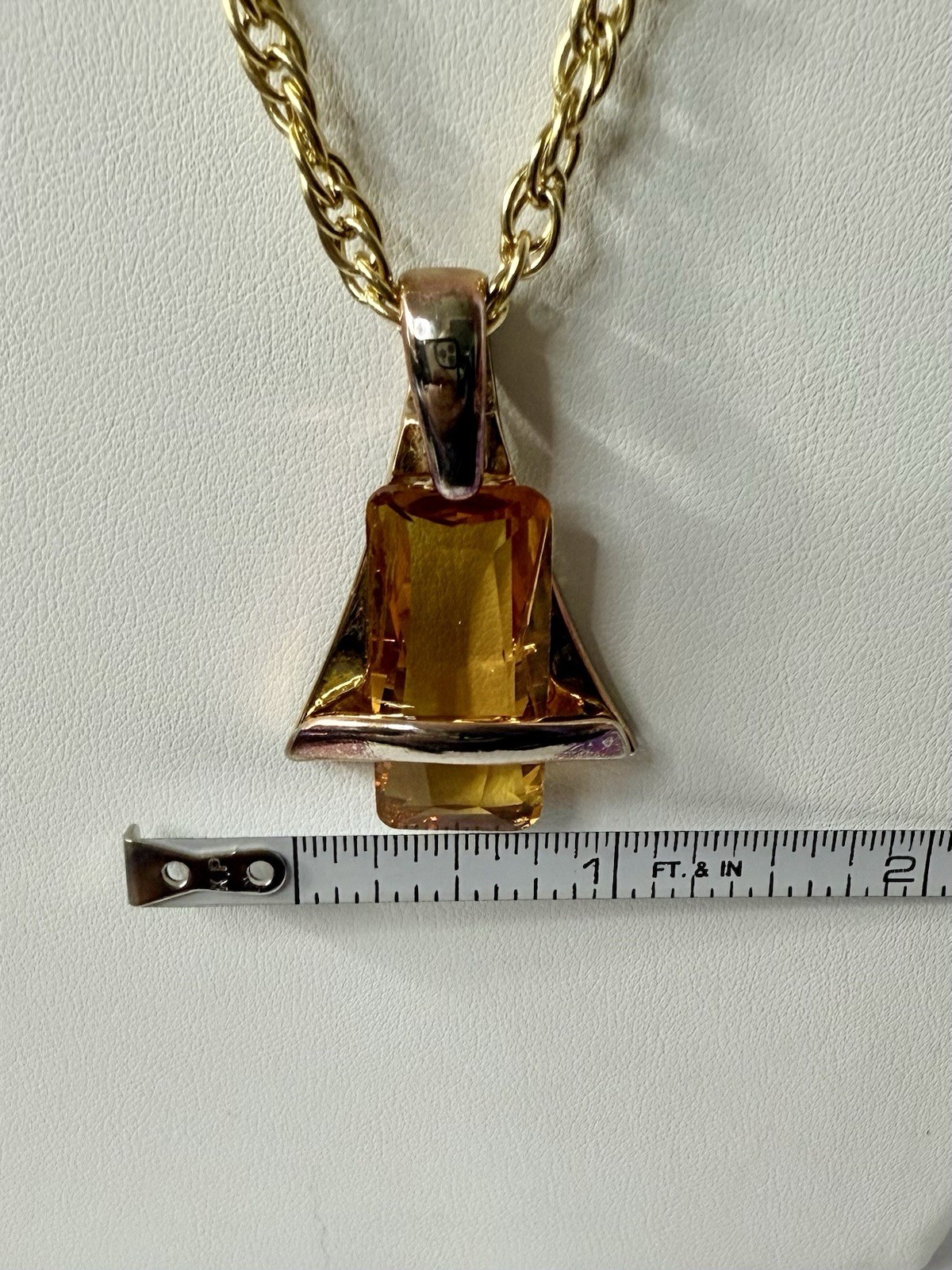 Vintage Sara Coventry Faux Citrine Large Pendent Necklace 25’
