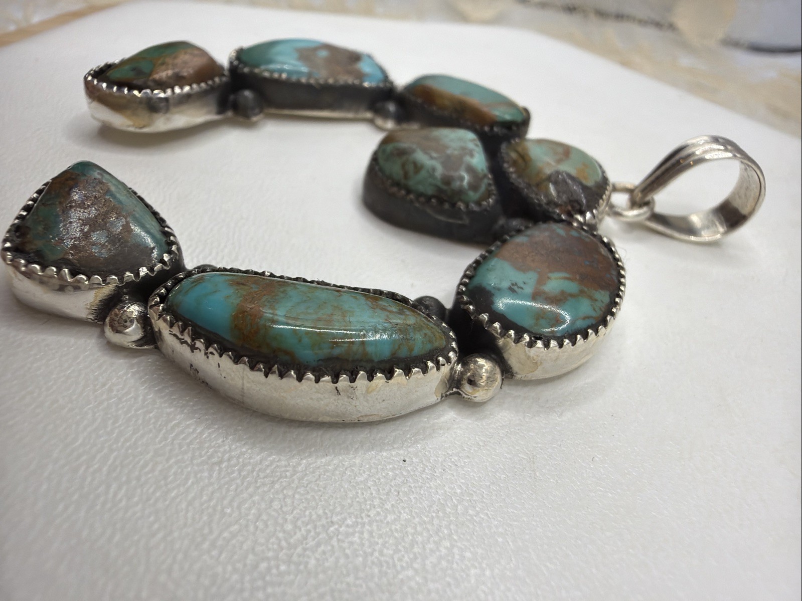 Southwestern Naja Pendant Sterling Silver & Turquoise 2.75″ 21+ Grams