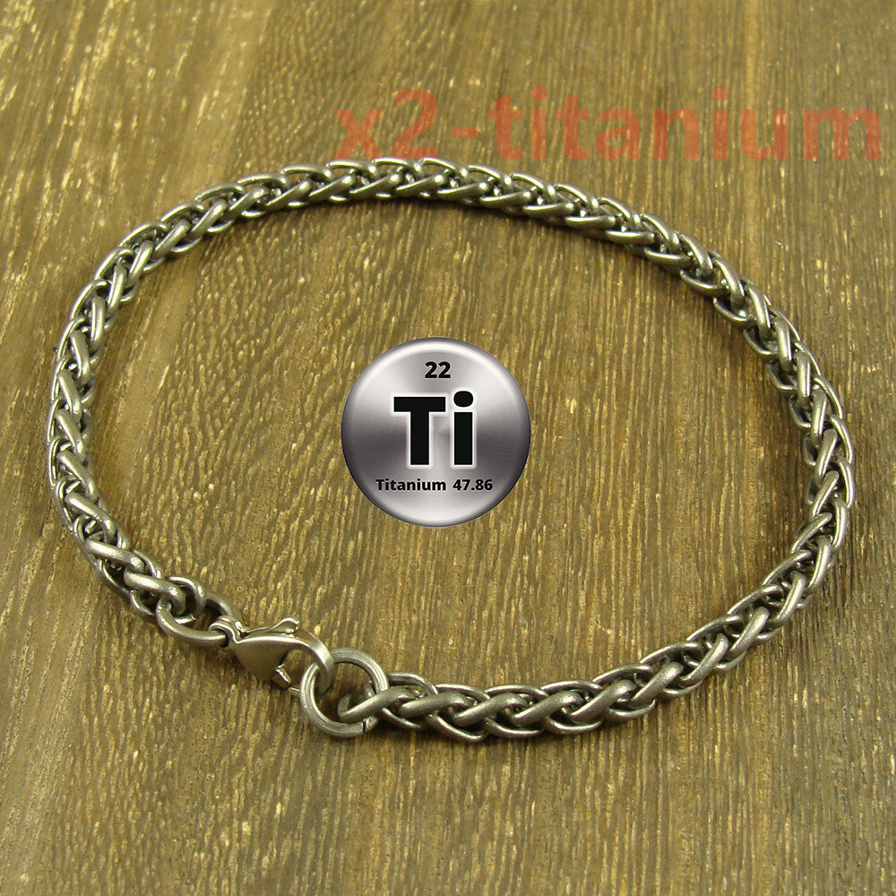 Pure Titanium Ti 5mm width anti allergy Bracelet wheat chain XH712