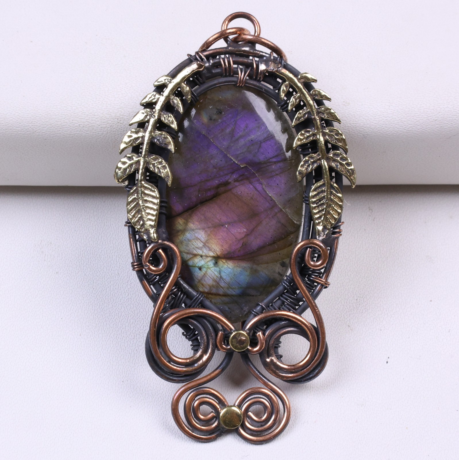 Labradorite Copper Wire Wrap Pendant Gemstone Jewelry 6.6’cm
