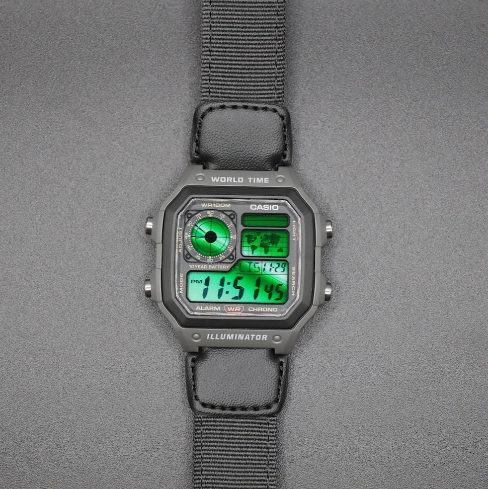 Emerald Green | Casio Digital Sport Royale AE-1200WHUB | World Time Watch | Mod