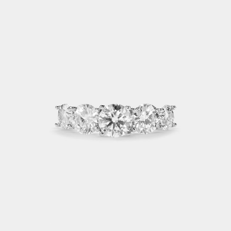 Color Five Stone Moissanite Cocktail Engagement Ring in 925 Sterling Silver