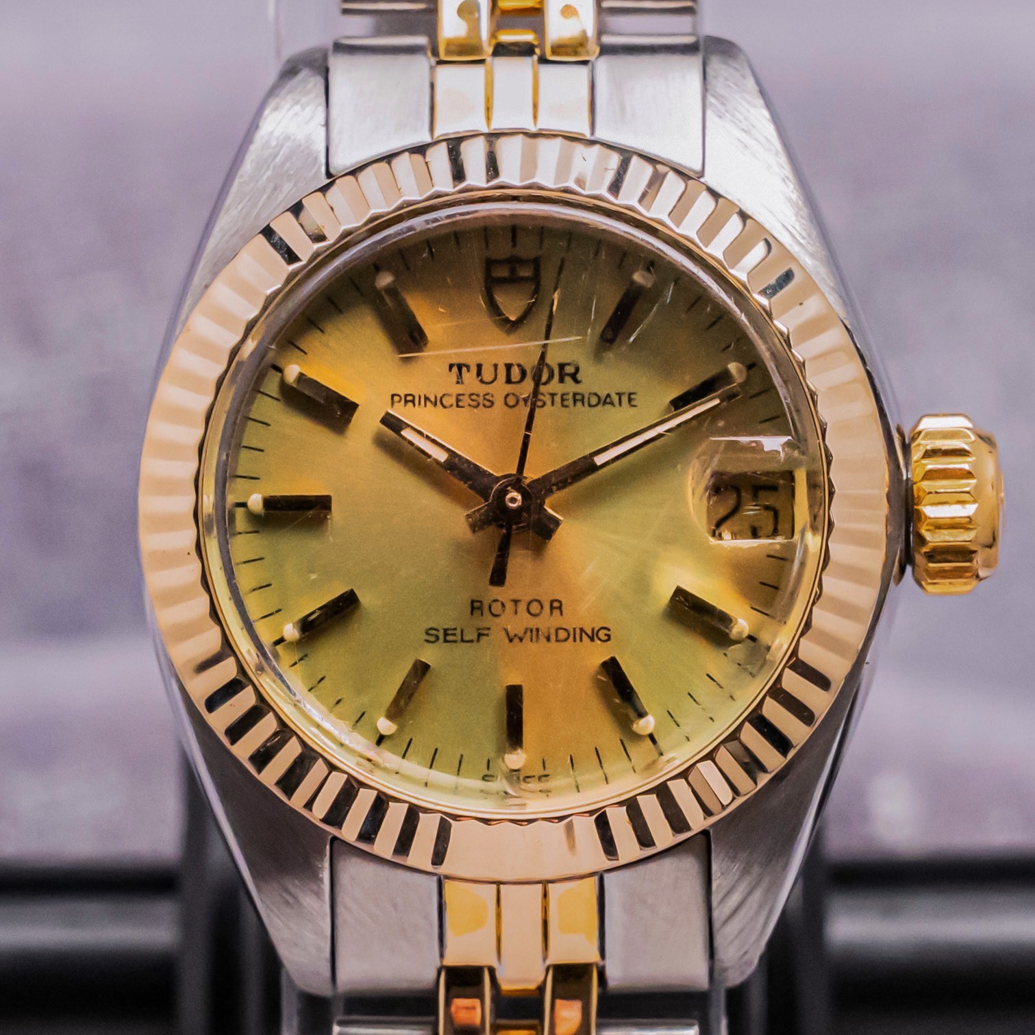 Tudor Princess Oysterdate 23mm Yellow Gold & Steel Champagne Dial 92313
