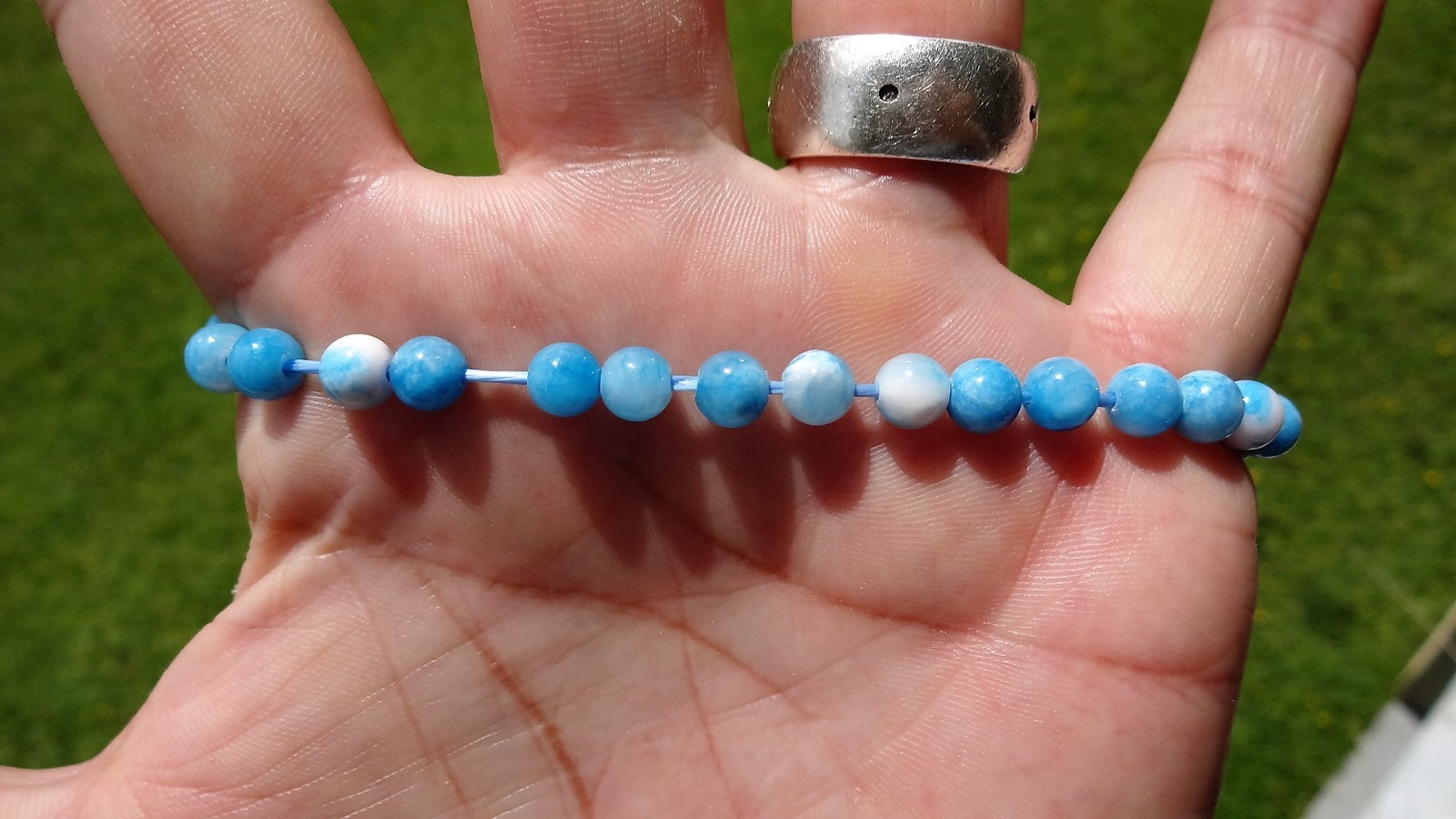 Blue Dominican LARIMAR Bead Bracelet Men Women Stretch 6mm 7, 7.5, 8, or 8.5 in