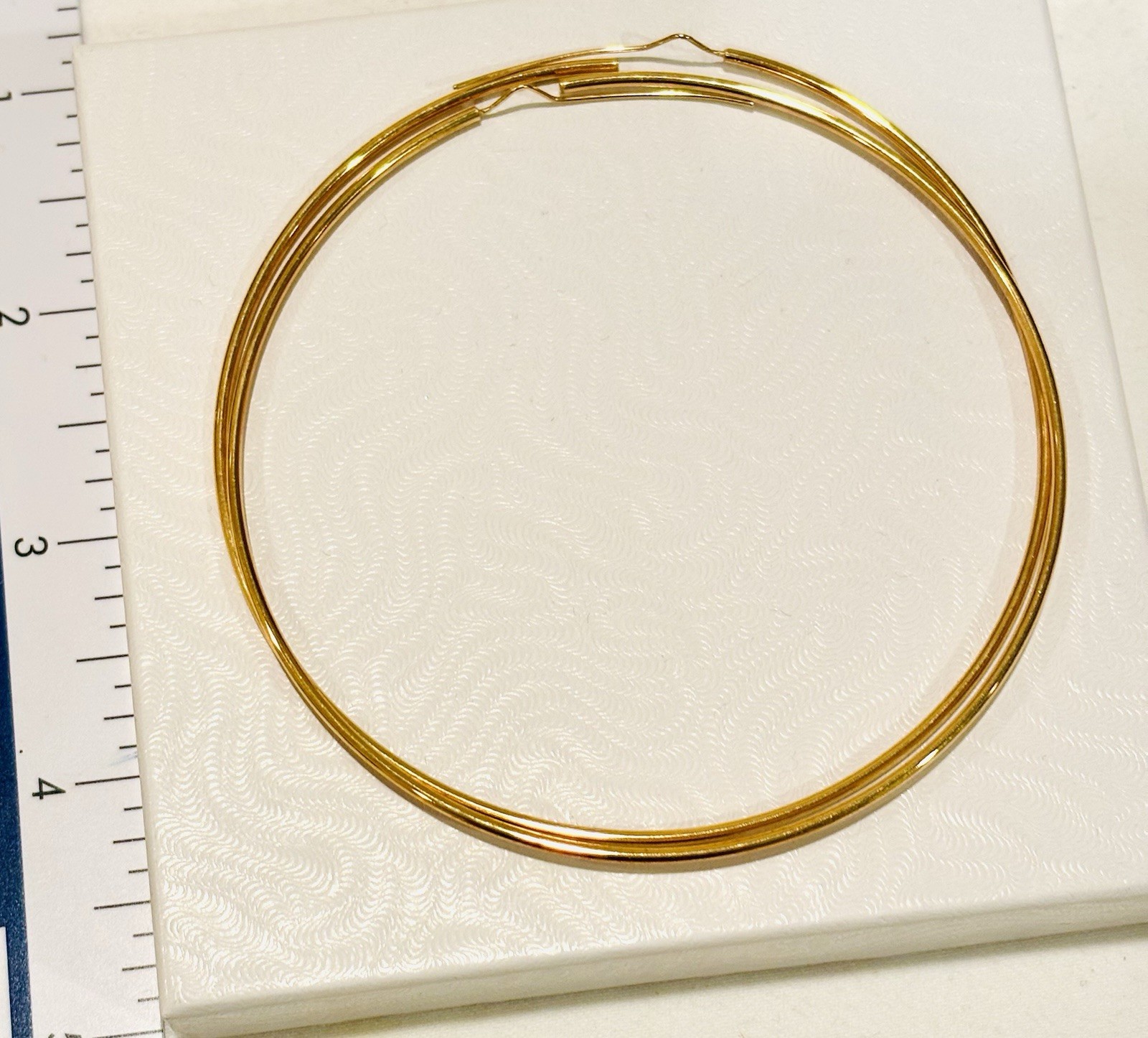 14K Solid Yellow Gold Extra Large Round Hoop Earrings 4” Inches Long & Diameter